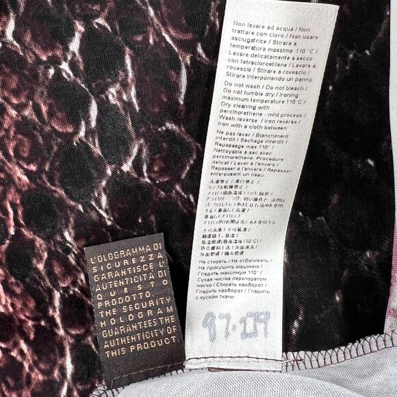 ROBERTO CAVALLI Python Printed One Sleeve Dress XL Pink Black Snake Asymmetric - Picture 11 of 13